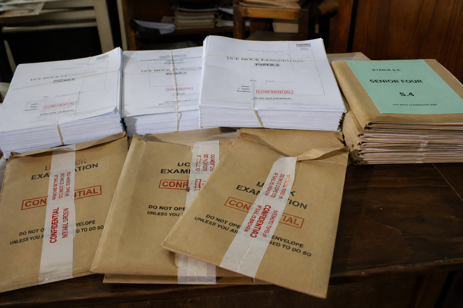 Sealed mock examination papers